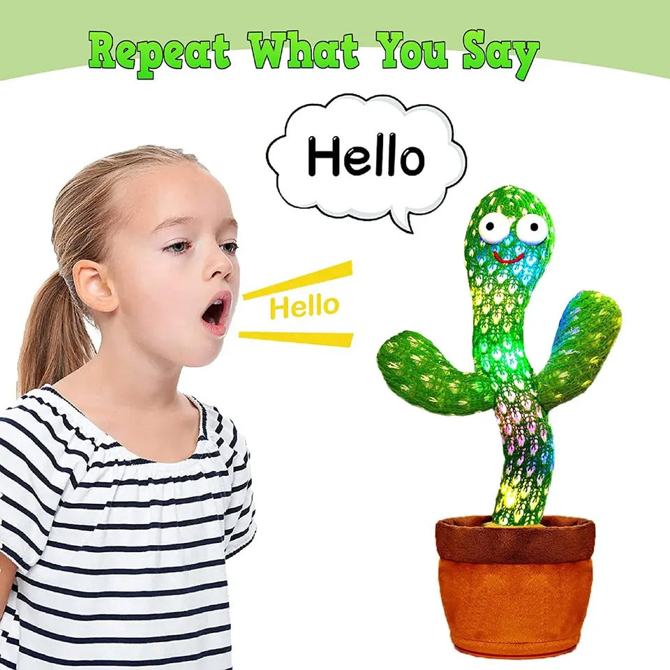 Dancing Cactus Rechargeable Toy, Talking Cactus Baby Toy for Kids - Dances, Sings, Wriggles & Records/Repeats What You Say - Funny Educational Toy for Children, Home Decor