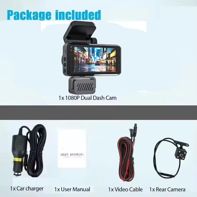 3 Channel Car Dash Camera 1080P Full HD, Front Inside & Rear Recording, Loop Recording, Low Light Night Recording, Wide Angle Lens, 3 Channel Simultaneous Recording, Supports Up to 128GB Class 10 SD Card
