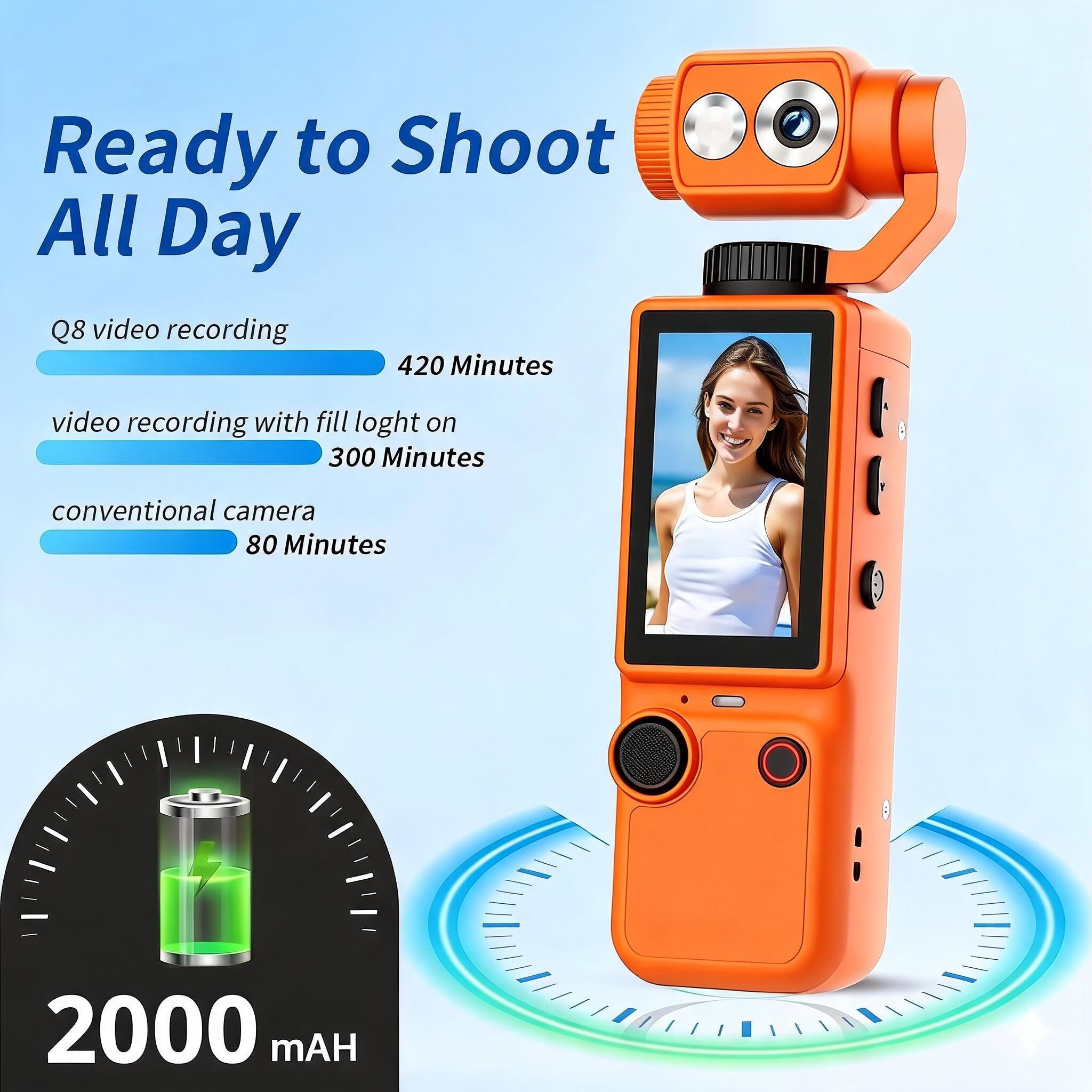 Video Camera for Vlogging - 4K Ultra HD Digital Camera with 180° Rotatable Lens, Autofocus – Handheld Vlogging Camera