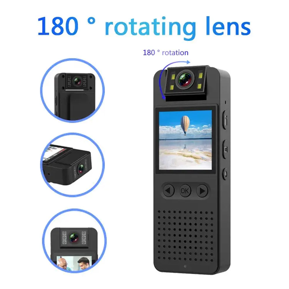 Portable Body Camera with Audio & Screen | HD Wearable Clip Camera with Night Vision, One-Touch Recording & TF Card Support