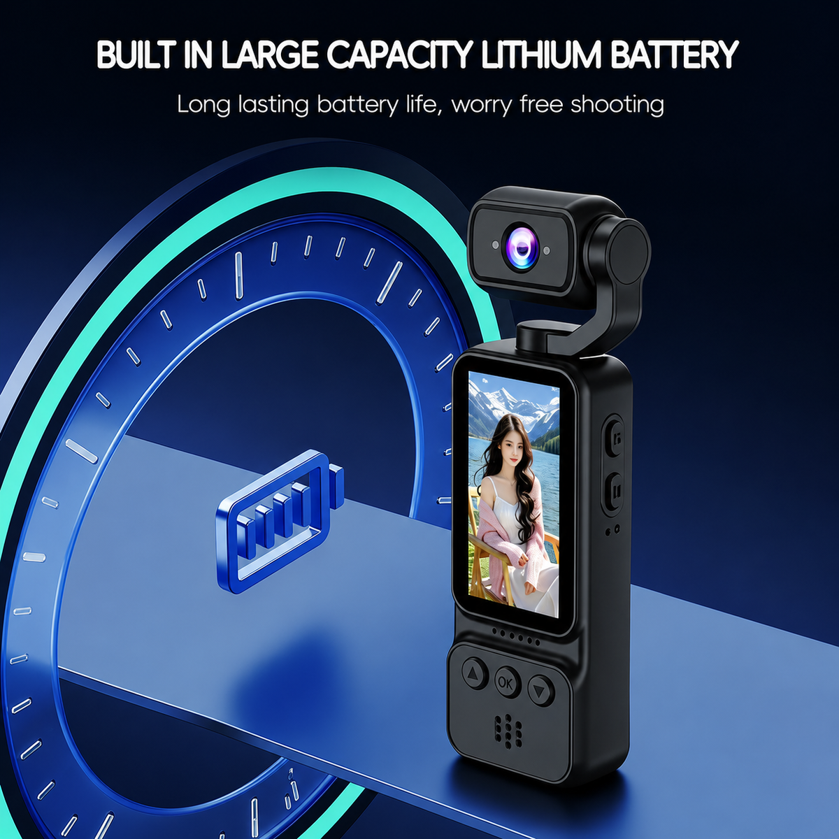 Video Camera 1080P Digital Vlogging Camera with 180° Rotating Lens, 1.97-Inch HD Display, Auto Focus, Built-in Microphone, Pocket Size Portable Camera for YouTube, Travel & Content Creation