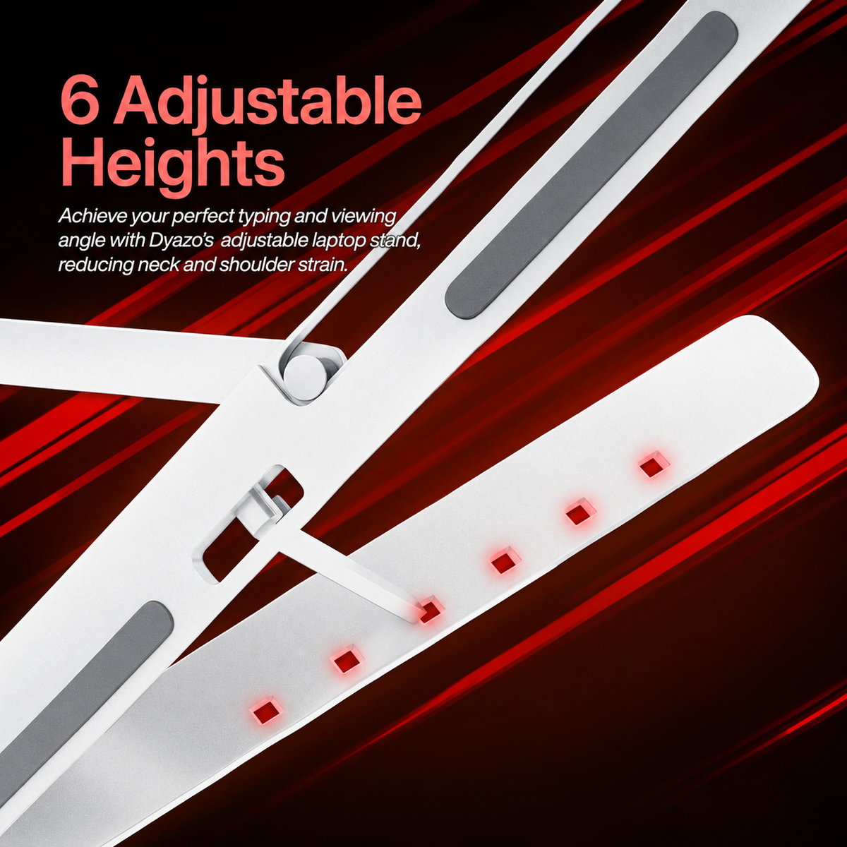Adjustable Laptop Stand for Desk, Foldable Aluminum Laptop Holder with 6-Level Height & Angle Adjustment, Ergonomic Portable Stand Compatible with Laptops & Tablets 10-15.6 Inch- Laptop Stand