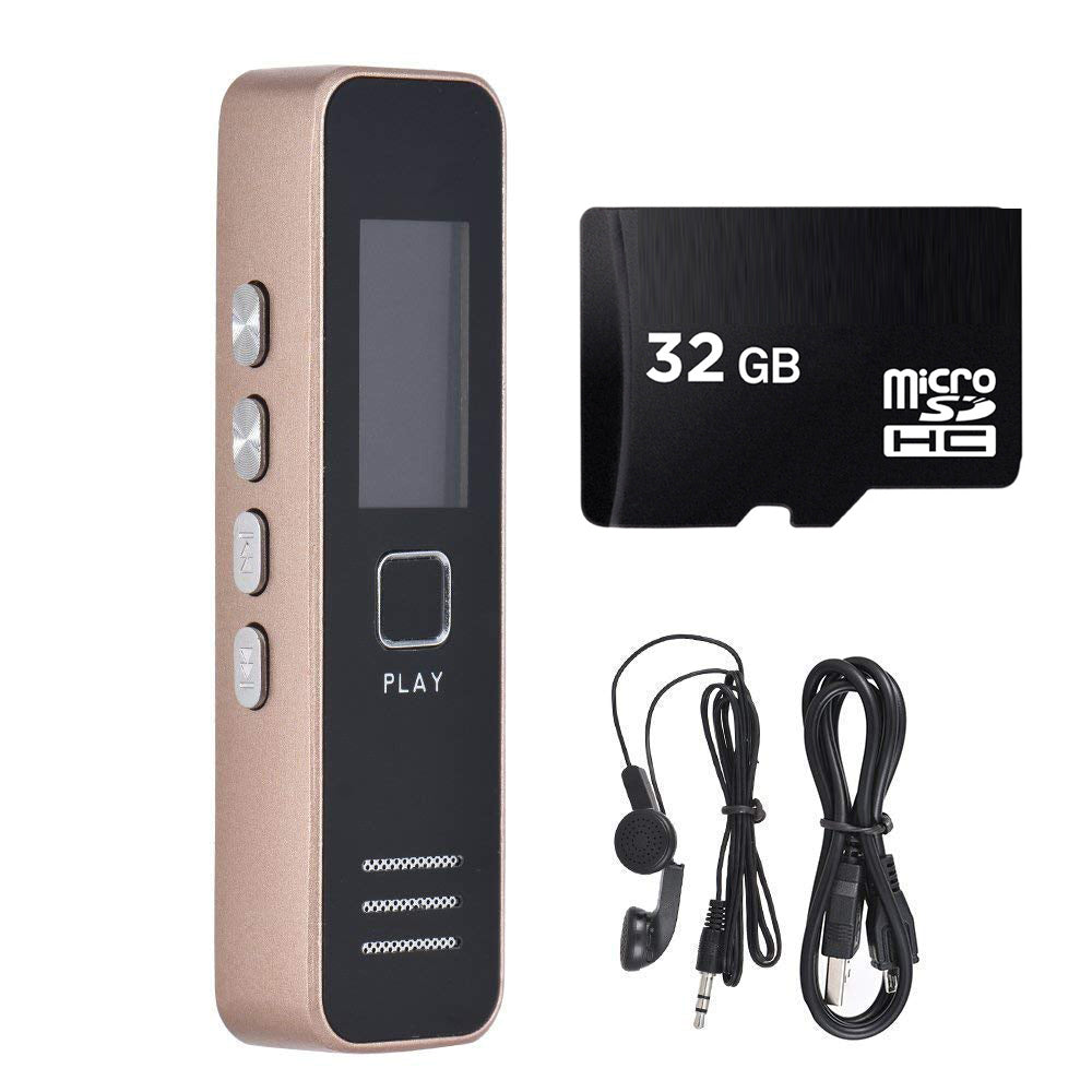 Digital Voice Recorder with MP3 Playback, PCM Recording, Voice Activated Recording, Supports 16GB or 32GB SD Card (SD Card Not Included)