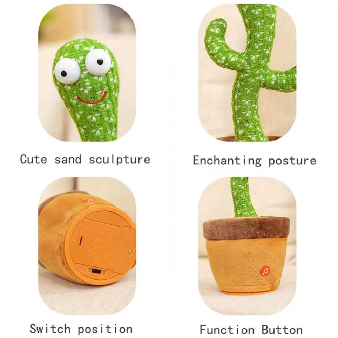 Dancing Cactus Rechargeable Toy, Talking Cactus Baby Toy for Kids - Dances, Sings, Wriggles & Records/Repeats What You Say - Funny Educational Toy for Children, Home Decor