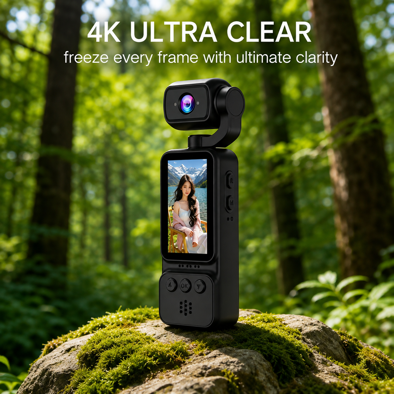 Video Camera 1080P Digital Vlogging Camera with 180° Rotating Lens, 1.97-Inch HD Display, Auto Focus, Built-in Microphone, Pocket Size Portable Camera for YouTube, Travel & Content Creation