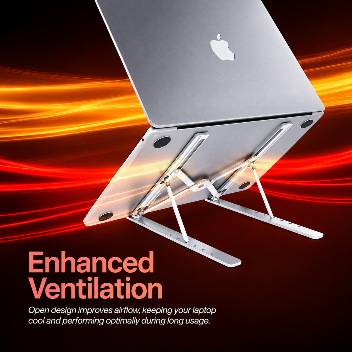 Adjustable Laptop Stand for Desk, Foldable Aluminum Laptop Holder with 6-Level Height & Angle Adjustment, Ergonomic Portable Stand Compatible with Laptops & Tablets 10-15.6 Inch- Laptop Stand