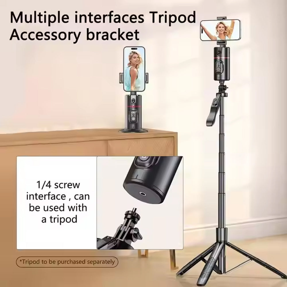 360° Auto Face Tracking Phone Holder with Remote & Gesture Control – Smart Rotating Phone Stand for Video Recording, Reels, Live Streaming & Vlogging (No App Required)