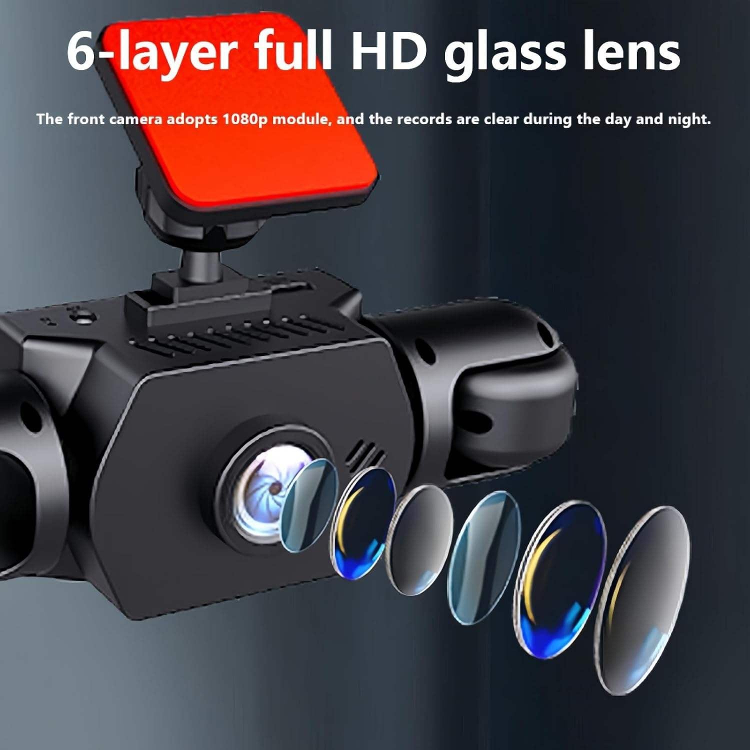 4 Channel 1080P Car Dash Camera with, 4 Camera View, Low Light Recording, 3.0" Display, Loop Recording, Collision Detection, Supports Up to 128GB Class 10 SD Card