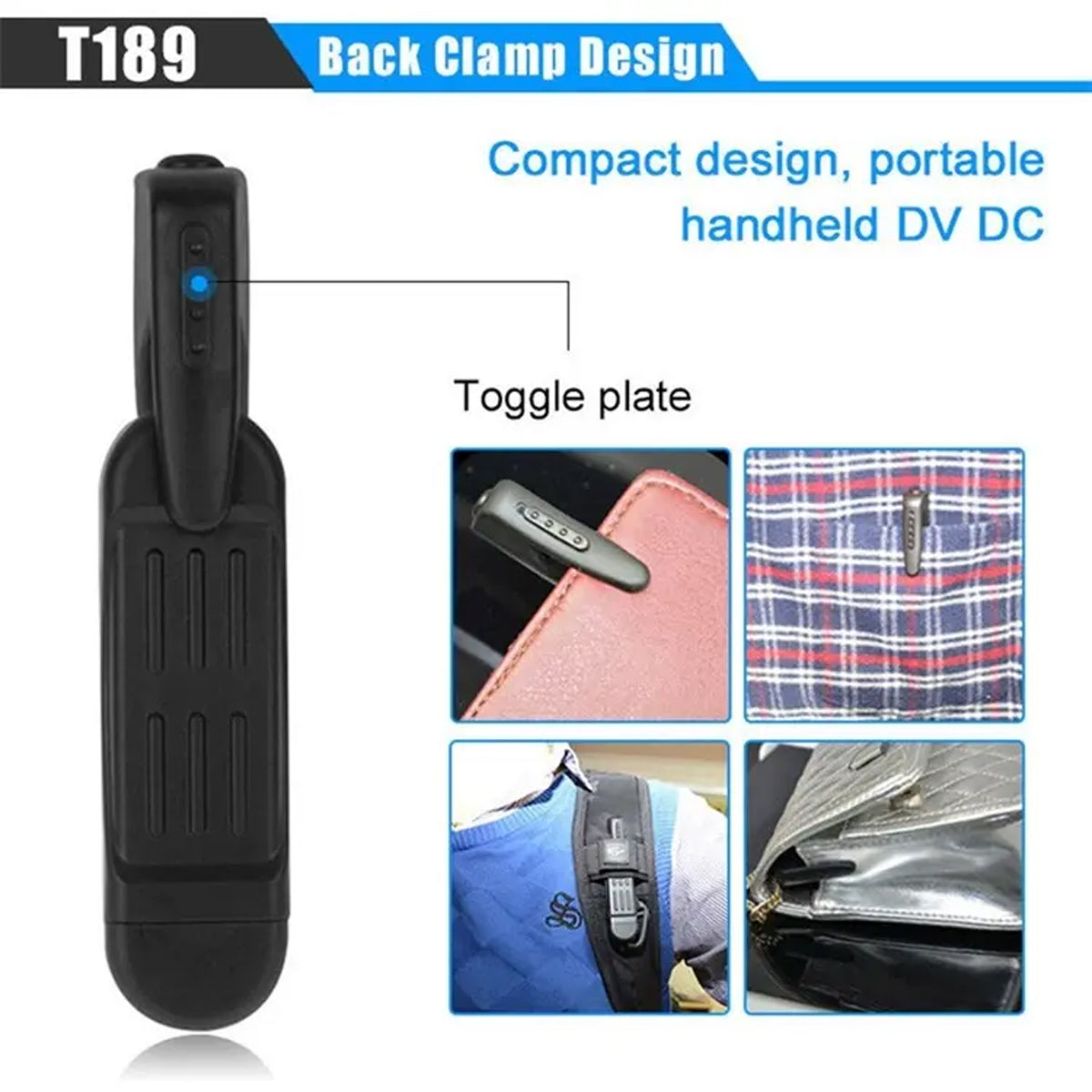 1080P Mini Clip-On Camera with Audio | Portable USB Rechargeable Camera with One-Click Recording & TF Card Support