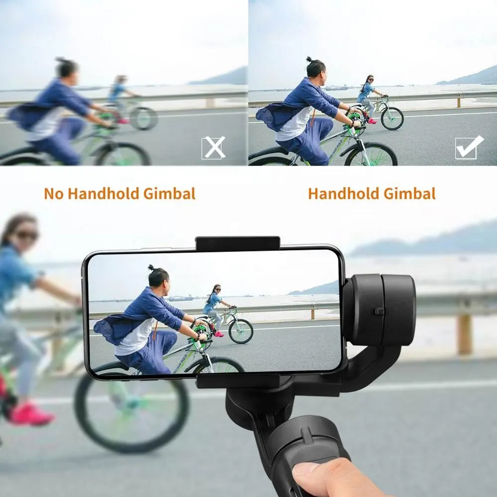 Gimbal Stabilizer 3-Axis for All Smartphone Cell Phone Handheld Gimble Stick w/Grip Tripod Ideal for Vlogging YouTube Vlog TikTok Instagram Live Video Kit - (Black Gray)