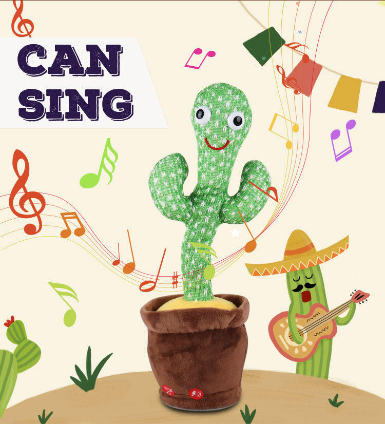 Dancing Cactus Rechargeable Toy, Talking Cactus Baby Toy for Kids - Dances, Sings, Wriggles & Records/Repeats What You Say - Funny Educational Toy for Children, Home Decor