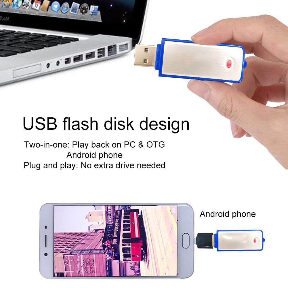 8GB Digital Voice Recorder USB Device | Rechargeable Audio Recorder | 12 Hours Recording With Single Charge