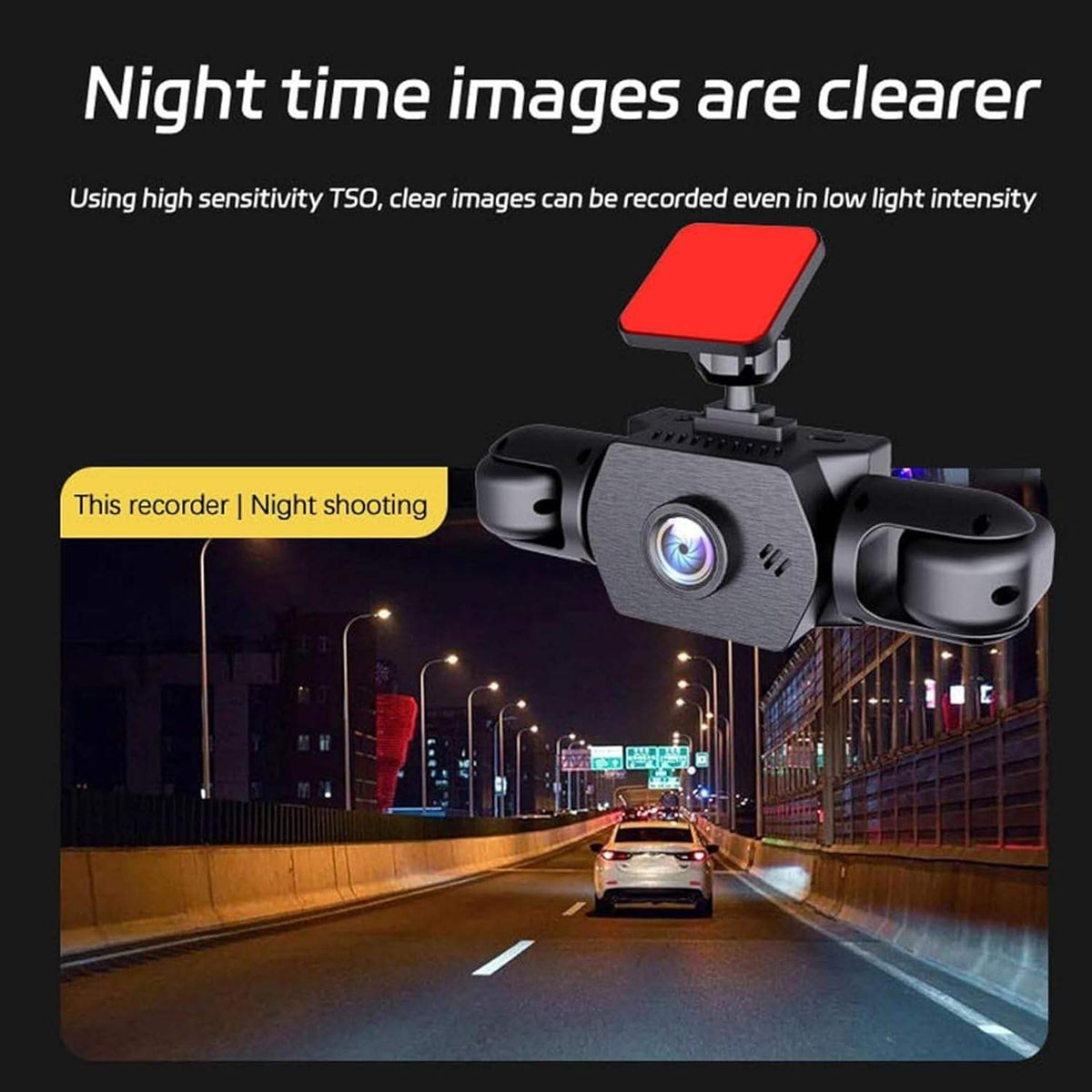 4 Channel 1080P Car Dash Camera with, 4 Camera View, Low Light Recording, 3.0" Display, Loop Recording, Collision Detection, Supports Up to 128GB Class 10 SD Card