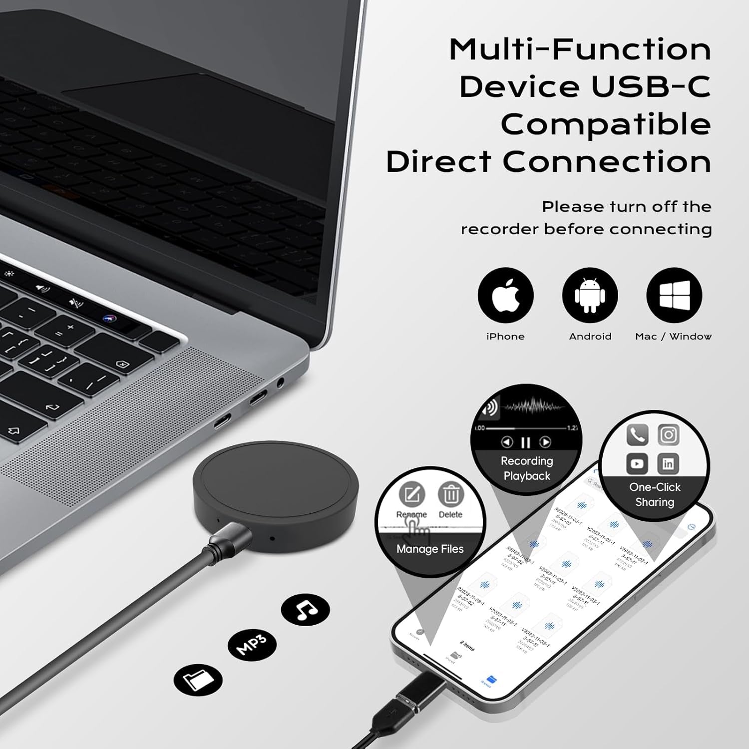 8GB Voice Activated Audio Recorder – Up to 15 Hours Battery Life, Compact Design