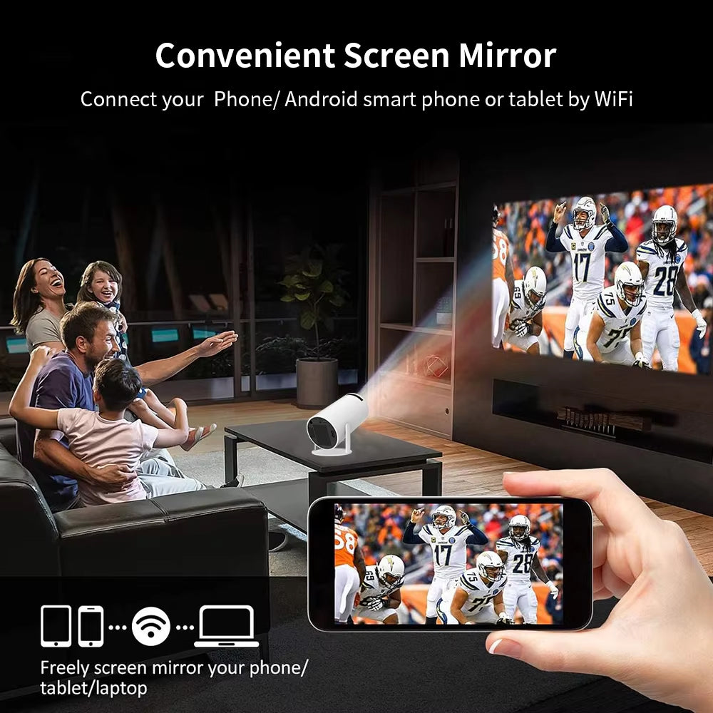 Mini Smart Projector with WiFi 6 & Bluetooth 5.0, Native 720P HD Portable Projector, 4K Video Support, 130 Inch Screen, Wireless Mobile Screen Mirroring for Home Theater, Movies & Gaming