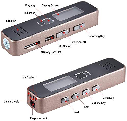 Digital Voice Recorder with MP3 Playback, PCM Recording, Voice Activated Recording, Supports 16GB or 32GB SD Card (SD Card Not Included)