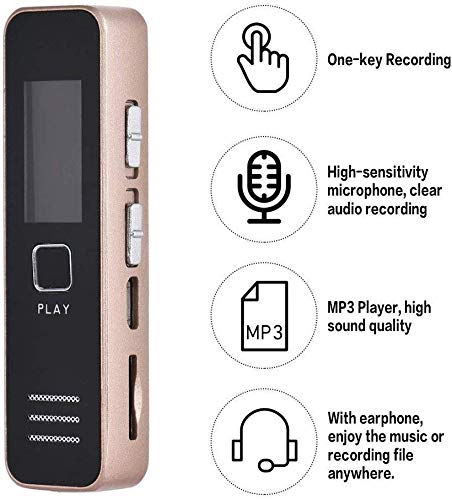 Digital Voice Recorder with MP3 Playback, PCM Recording, Voice Activated Recording, Supports 16GB or 32GB SD Card (SD Card Not Included)