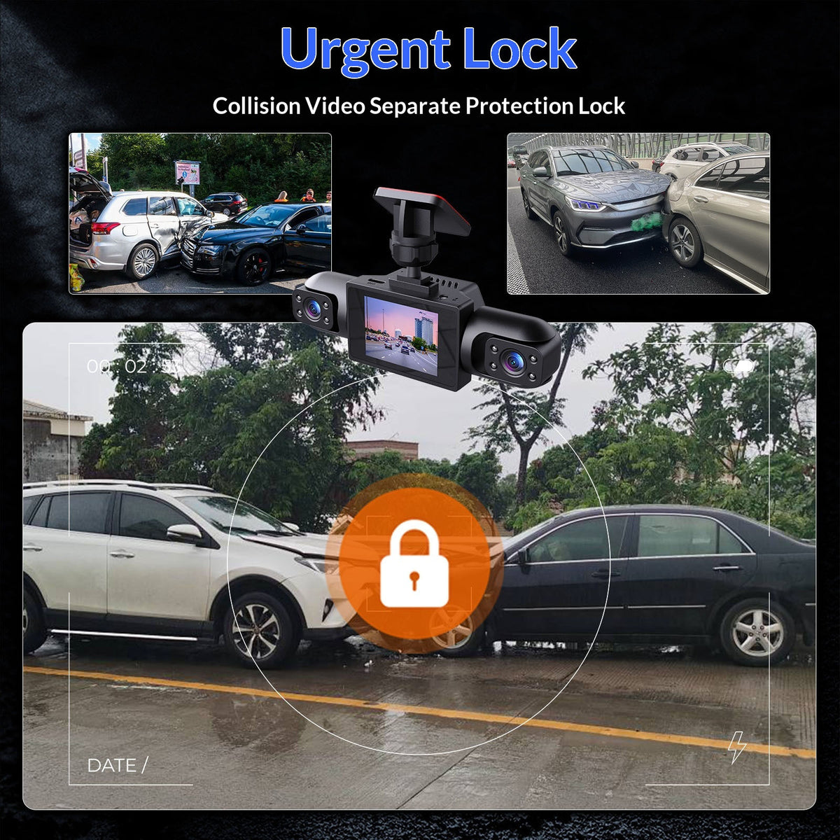 4 Channel 1080P Car Dash Camera with, 4 Camera View, Low Light Recording, 3.0" Display, Loop Recording, Collision Detection, Supports Up to 128GB Class 10 SD Card