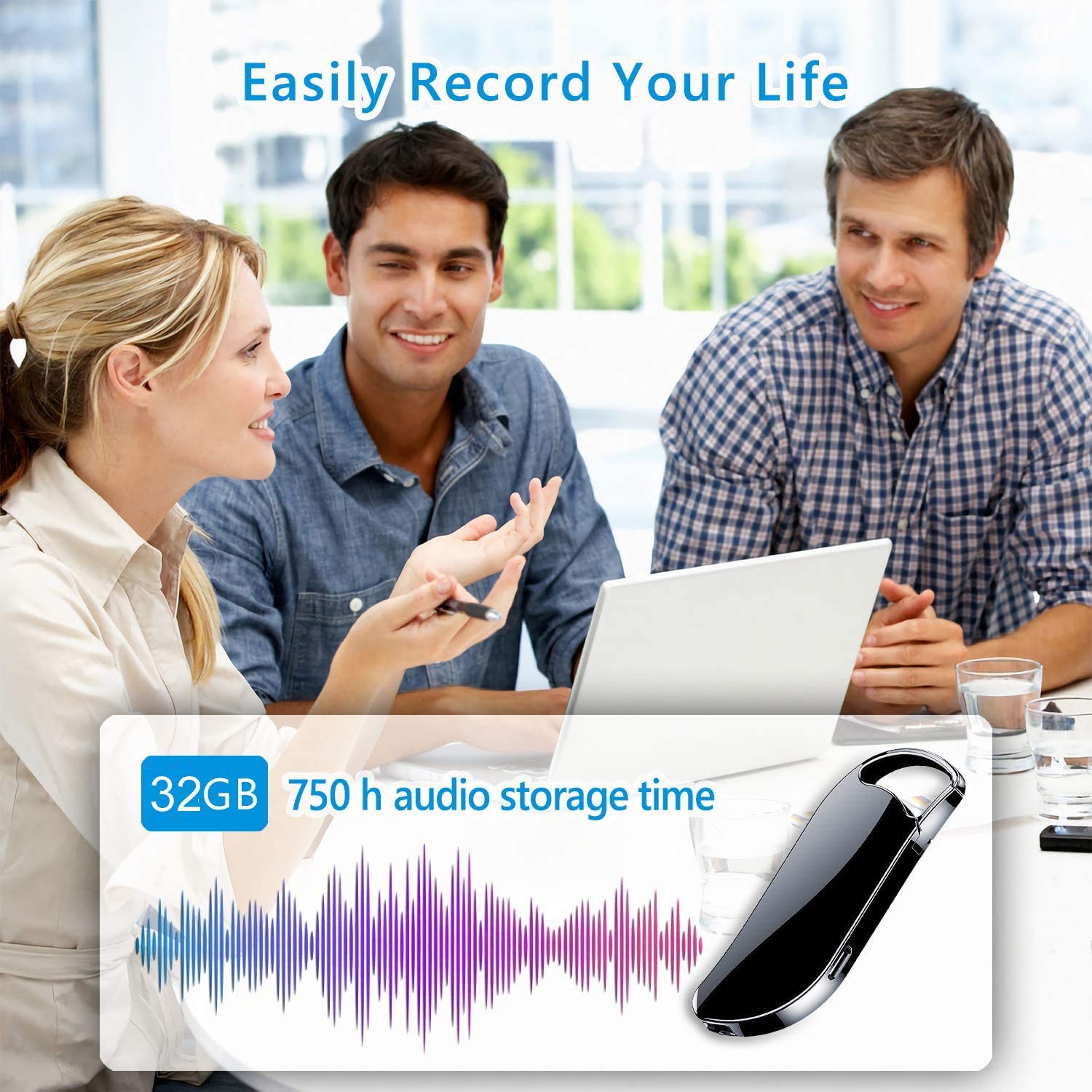 32GB Digital Voice Recorder with Clear Sound Recording and 18-Hour Battery Life