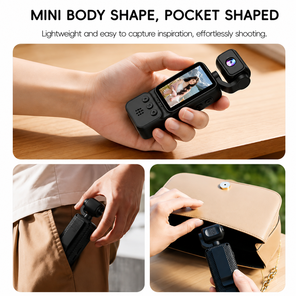 Video Camera 1080P Digital Vlogging Camera with 180° Rotating Lens, 1.97-Inch HD Display, Auto Focus, Built-in Microphone, Pocket Size Portable Camera for YouTube, Travel & Content Creation