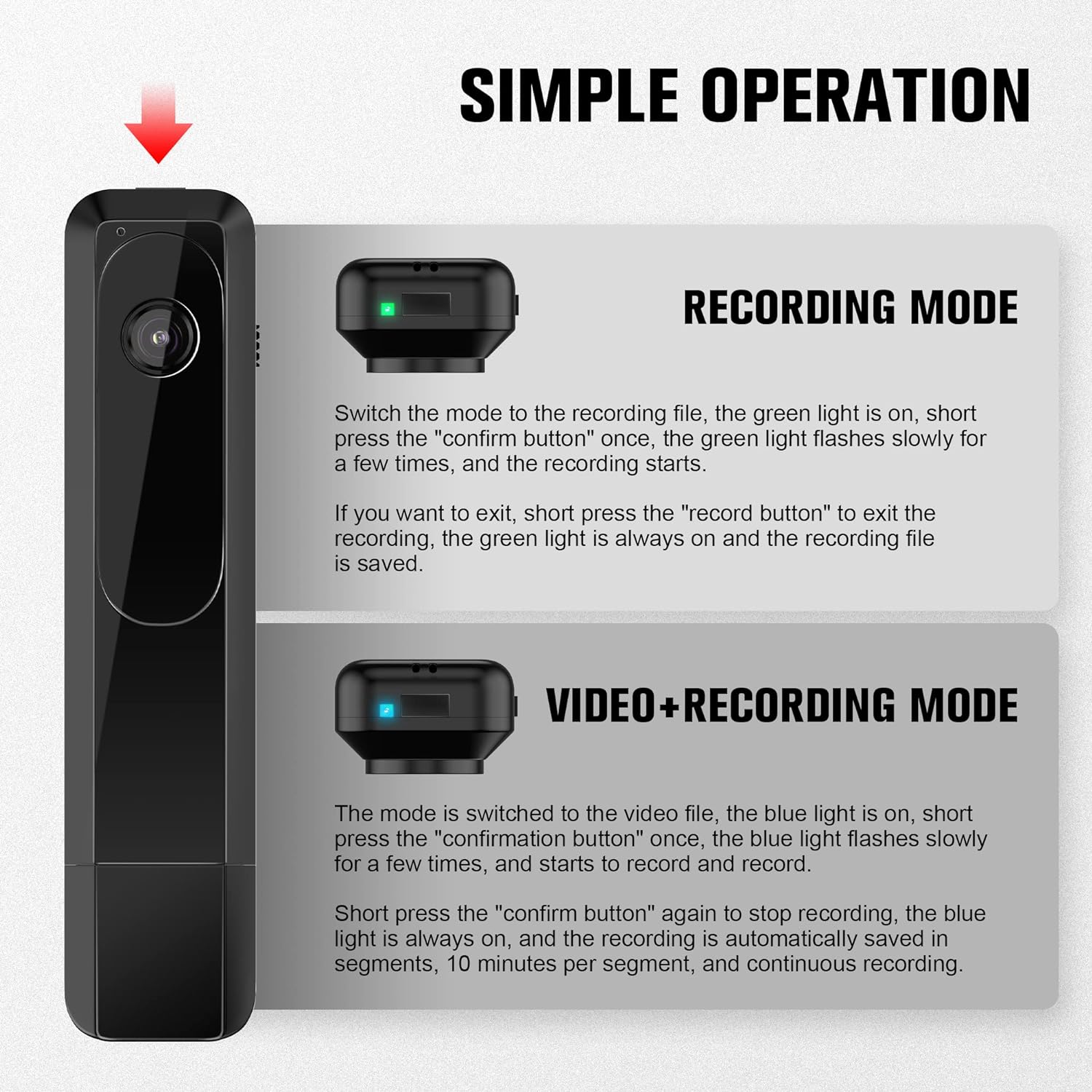 Mini HD Camera with Audio Recording | USB Rechargeable Portable Camera with TF Card Storage & Continuous Recording
