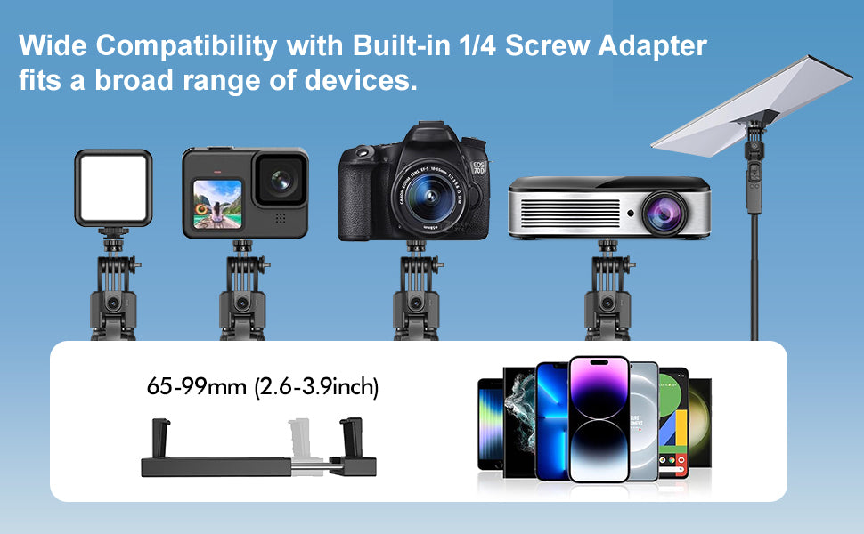 AI-Powered Selfie Stick for Mobile, Auto Face Tracking Tripod with 360° Auto Rotating Selfie Stick, 64-inch/163cm Long Aluminum Extension for Mobile & Camera with Quad-Leg Stability