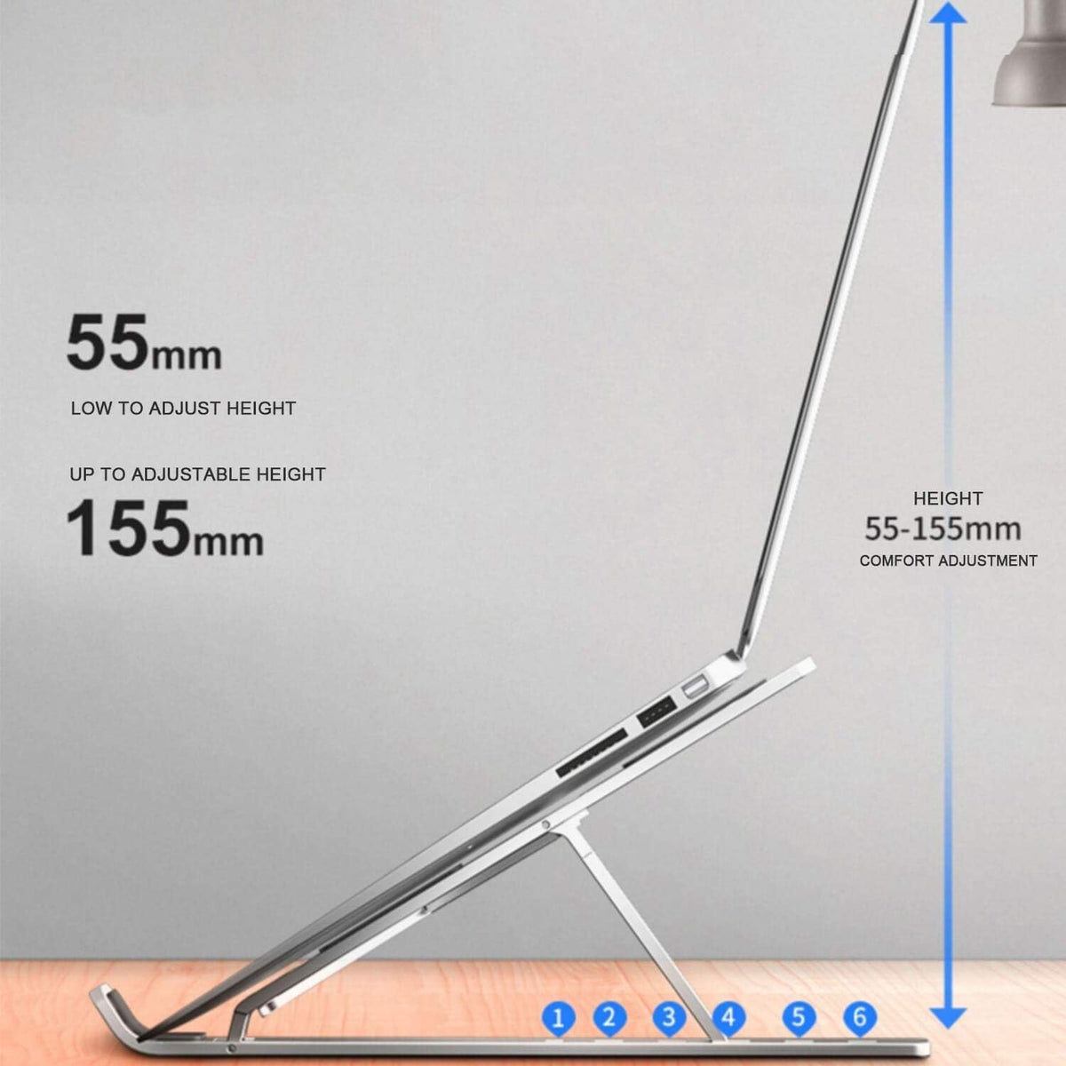 Adjustable Laptop Stand for Desk, Foldable Aluminum Laptop Holder with 6-Level Height & Angle Adjustment, Ergonomic Portable Stand Compatible with Laptops & Tablets 10-15.6 Inch- Laptop Stand