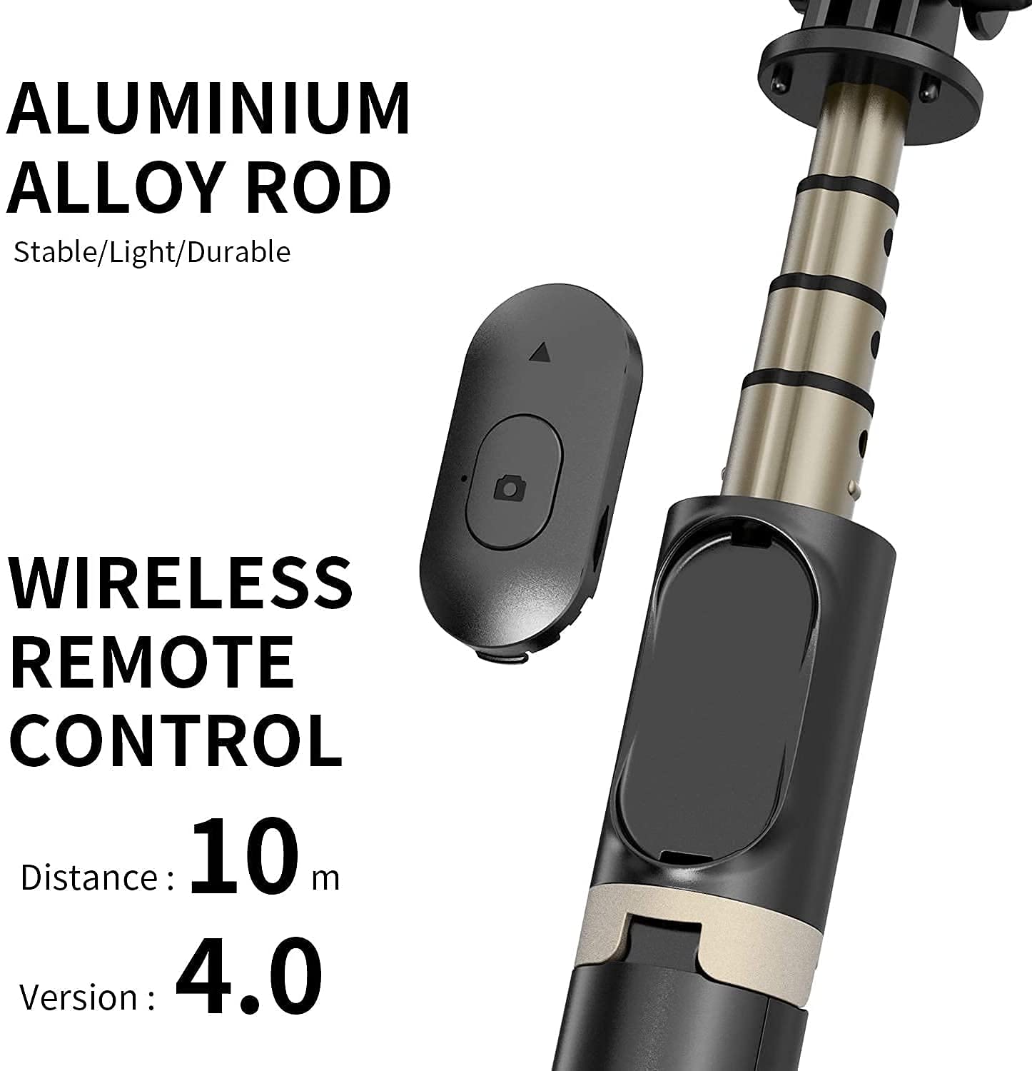 Q08 Mini Gimbal Anti-Shake 1-Axis Stabilizer Extendable Selfie Stick Tripod, Wireless Remote for Smartphone, Black