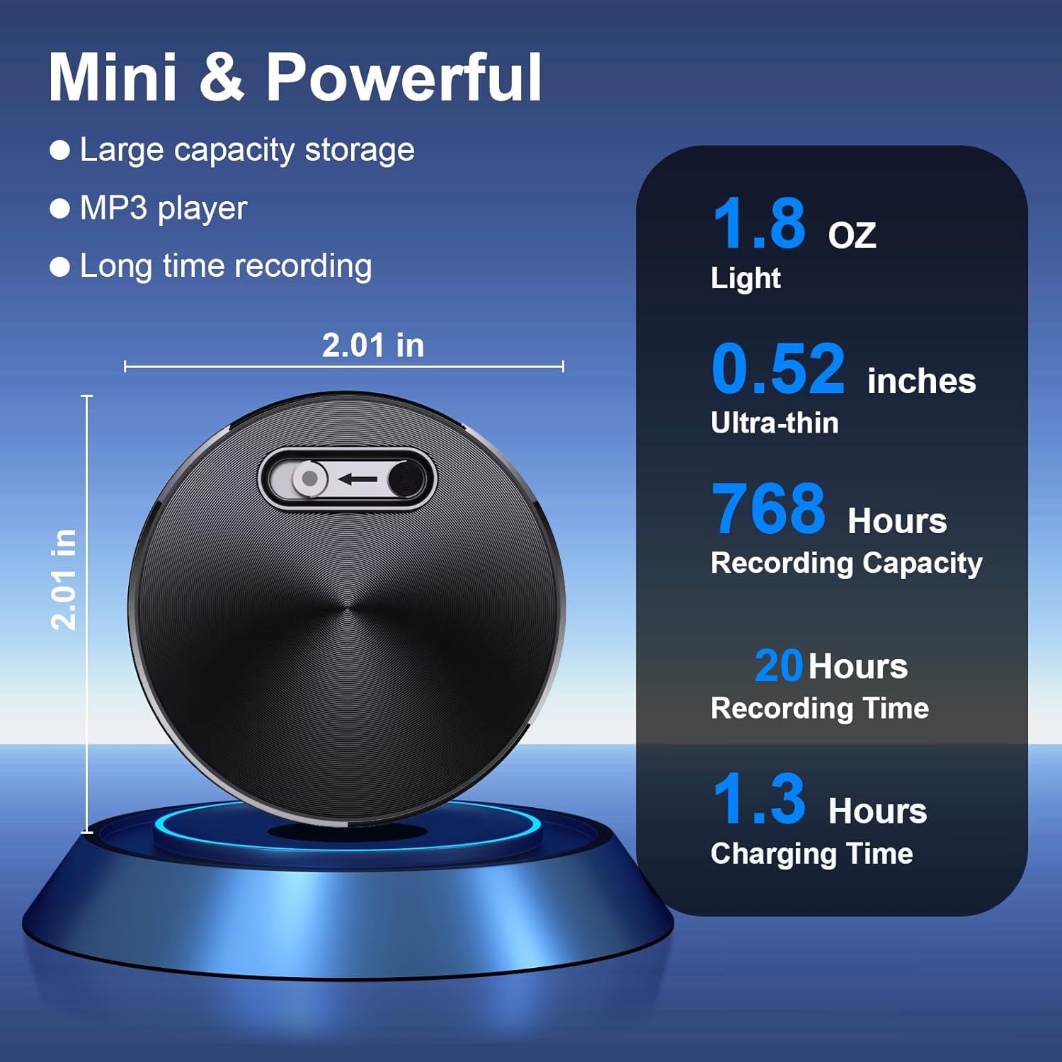 8GB Voice Activated Audio Recorder – Up to 15 Hours Battery Life, Compact Design