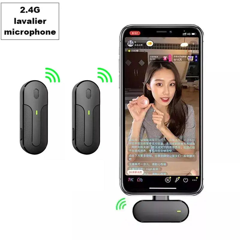 Wireless Lavalier Microphone for Android, iPhone, iPad - Clip on Lapel Microphone Wireless Mic for Video Recording, Vlogging, YouTubers, Interview, 3 Mode Denoise (Dual)