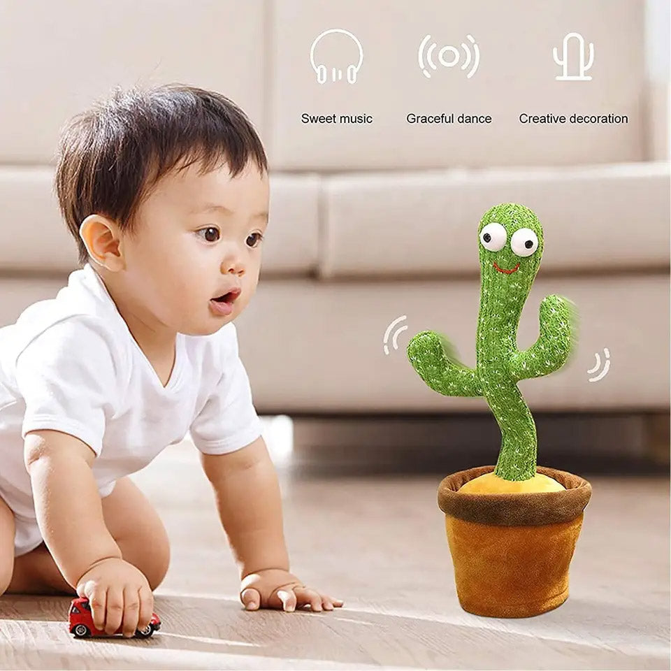 Dancing Cactus Rechargeable Toy, Talking Cactus Baby Toy for Kids - Dances, Sings, Wriggles & Records/Repeats What You Say - Funny Educational Toy for Children, Home Decor