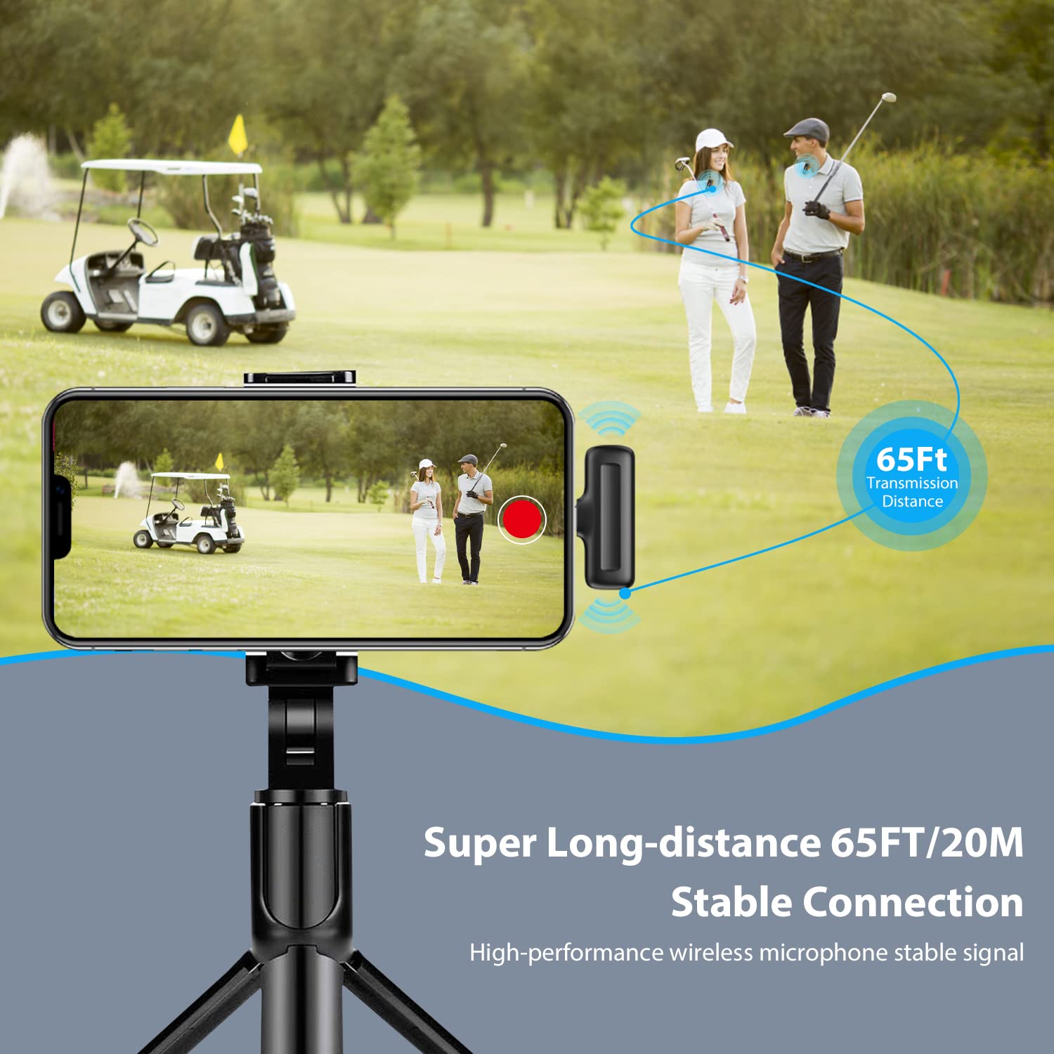 J13 Wireless Mic for YouTube, 3-Level Adjustable Mic Noise Reduction Lapel Mic with Charging Case, Wireless Mic for Video Recording, YouTube, Facebook, Video Production (Double, Universal)