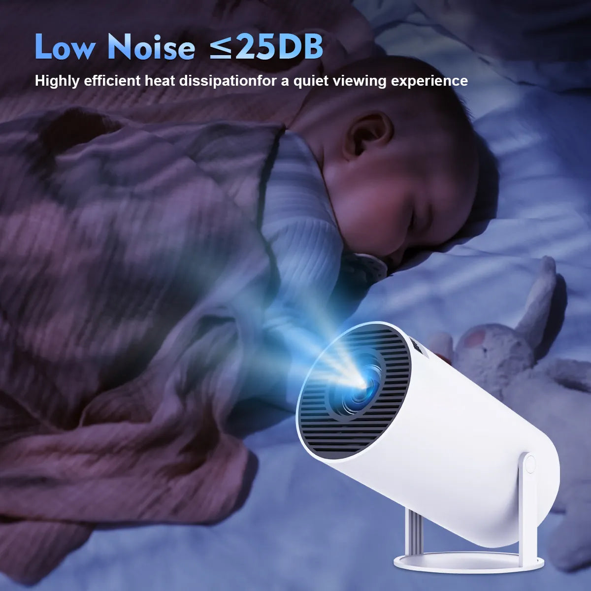 Mini Smart Projector with WiFi 6 & Bluetooth 5.0, Native 720P HD Portable Projector, 4K Video Support, 130 Inch Screen, Wireless Mobile Screen Mirroring for Home Theater, Movies & Gaming