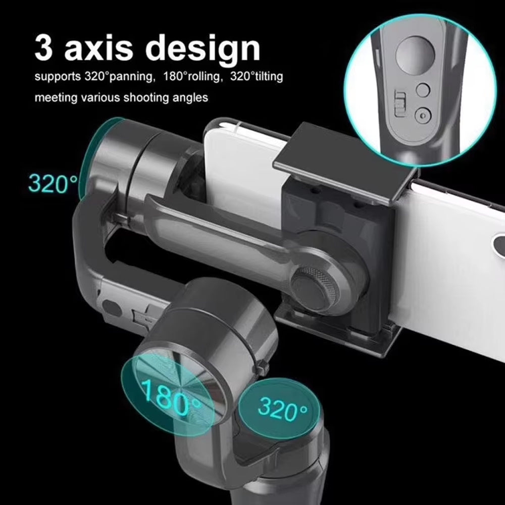 Gimbal Stabilizer 3-Axis for All Smartphone Cell Phone Handheld Gimble Stick w/Grip Tripod Ideal for Vlogging YouTube Vlog TikTok Instagram Live Video Kit - (Black Gray)