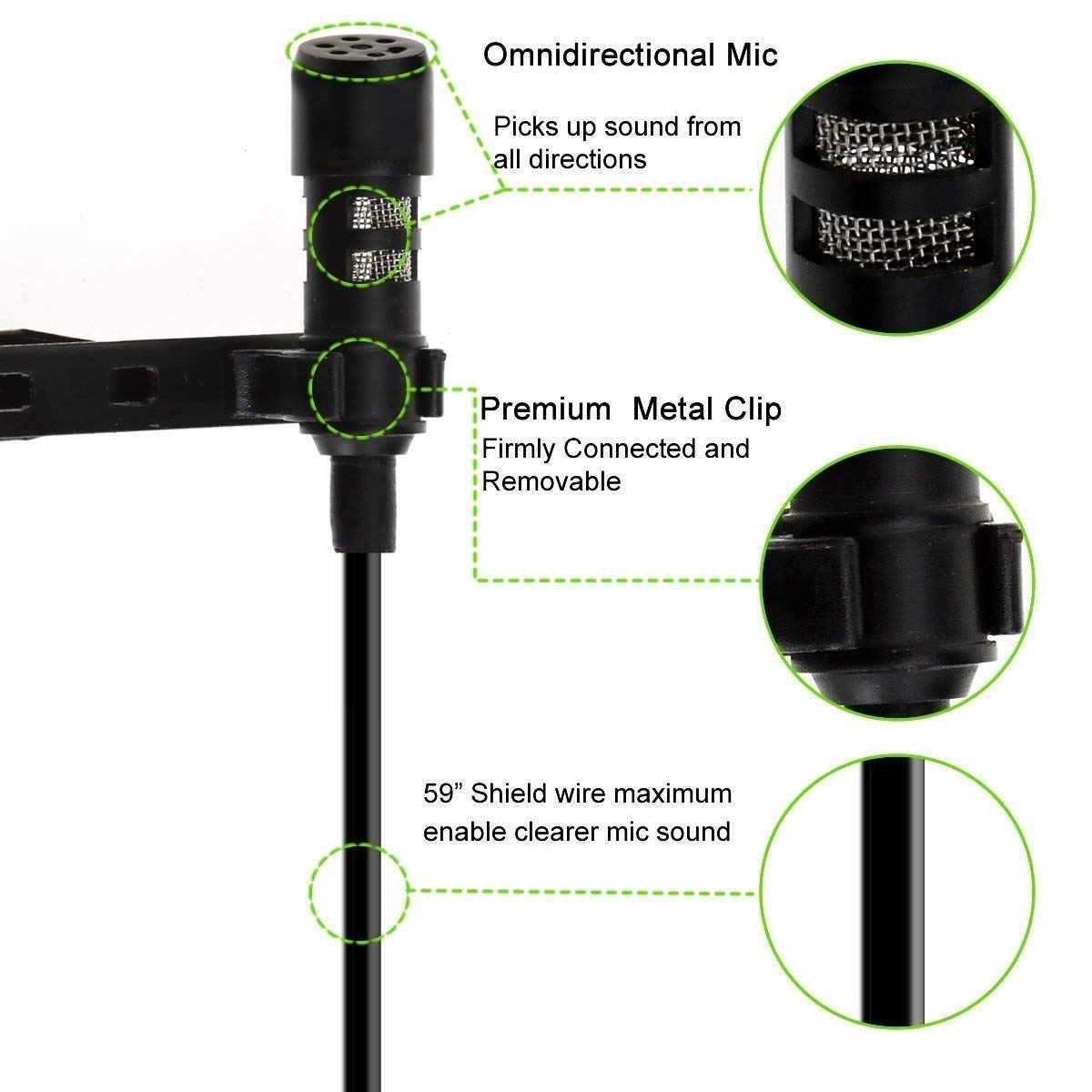 3.5mm Lapel Microphone for Video Recording | Collar Mic | Small Mic for Phone | Wired Mini Mic for Phone | Microphone for Recording