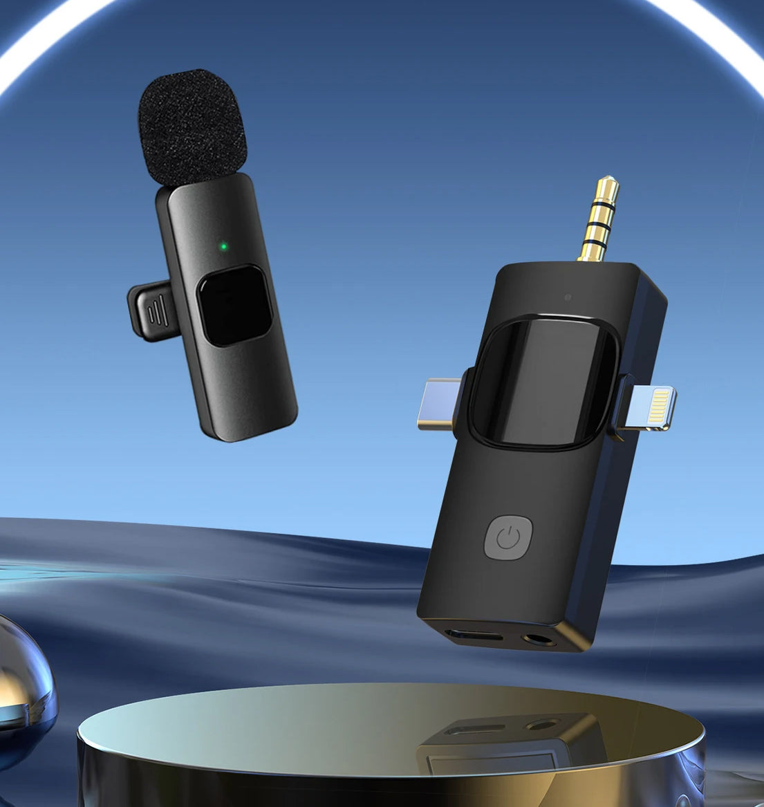 Wireless Microphone All-in-One 3-Port Mini Lavalier Mic – 2.4G Wireless, 20m Range, 1-Drag-1 Clip-On Lapel Mic for Smartphone, Camera, Vlogging, YouTube, Interviews & Content Creation (Single Mic)