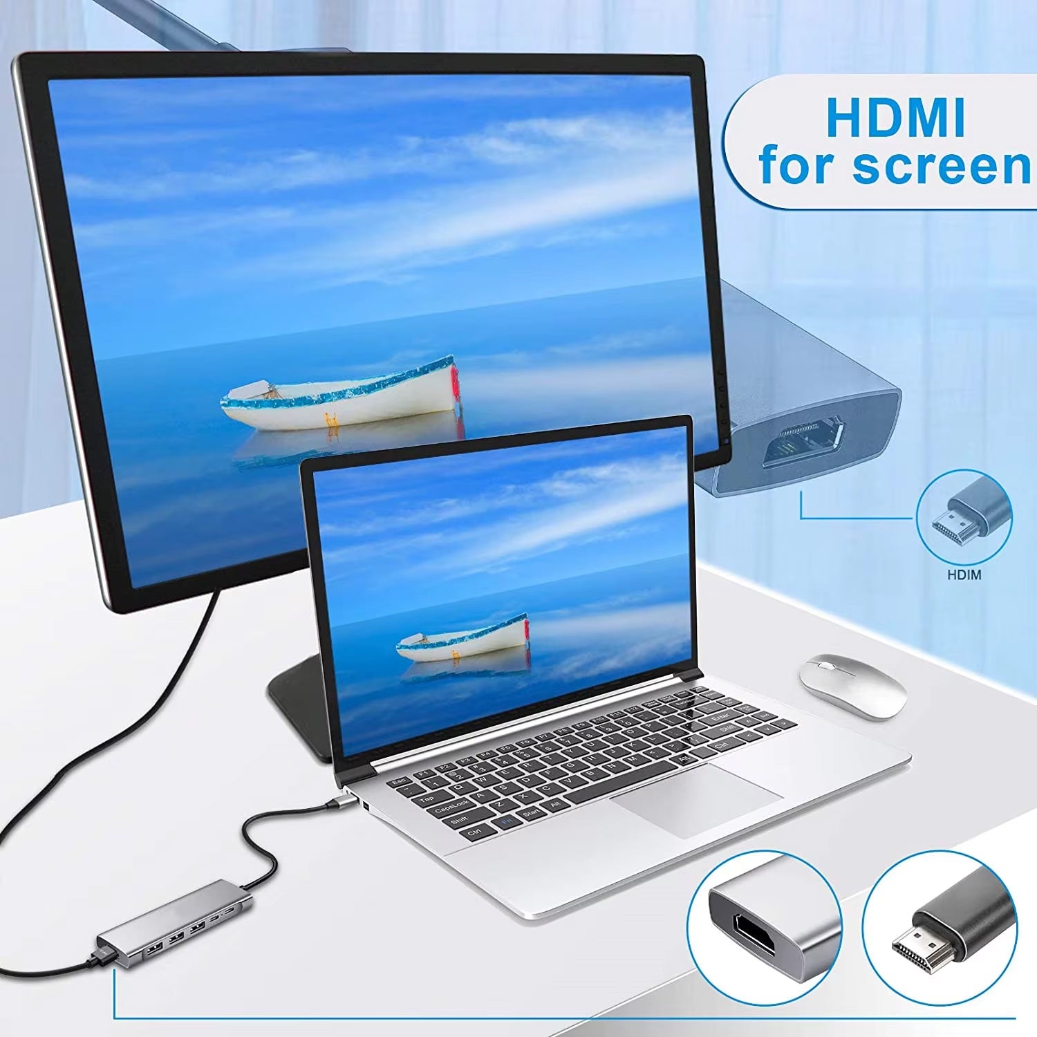 USB-C Hub Dock 9-in-1 Aluminium Type-C Adapter with 4K HDMI, Ethernet 1000mbps Port, 3 USB 3.0, USB-C Power Delivery, 3.5mm Audio only, TF/SD Card Reader, Mac & Windows USB-C Devices
