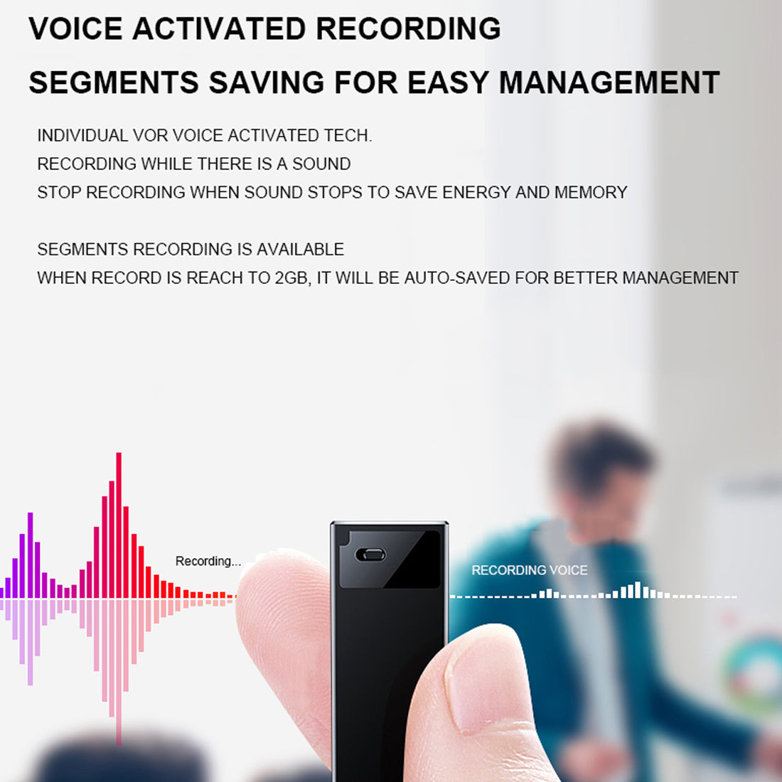 Mini Voice Recorder 64GB – Voice Activated Digital Audio Recorder with Playback, Long Battery Life & One-Touch Recording