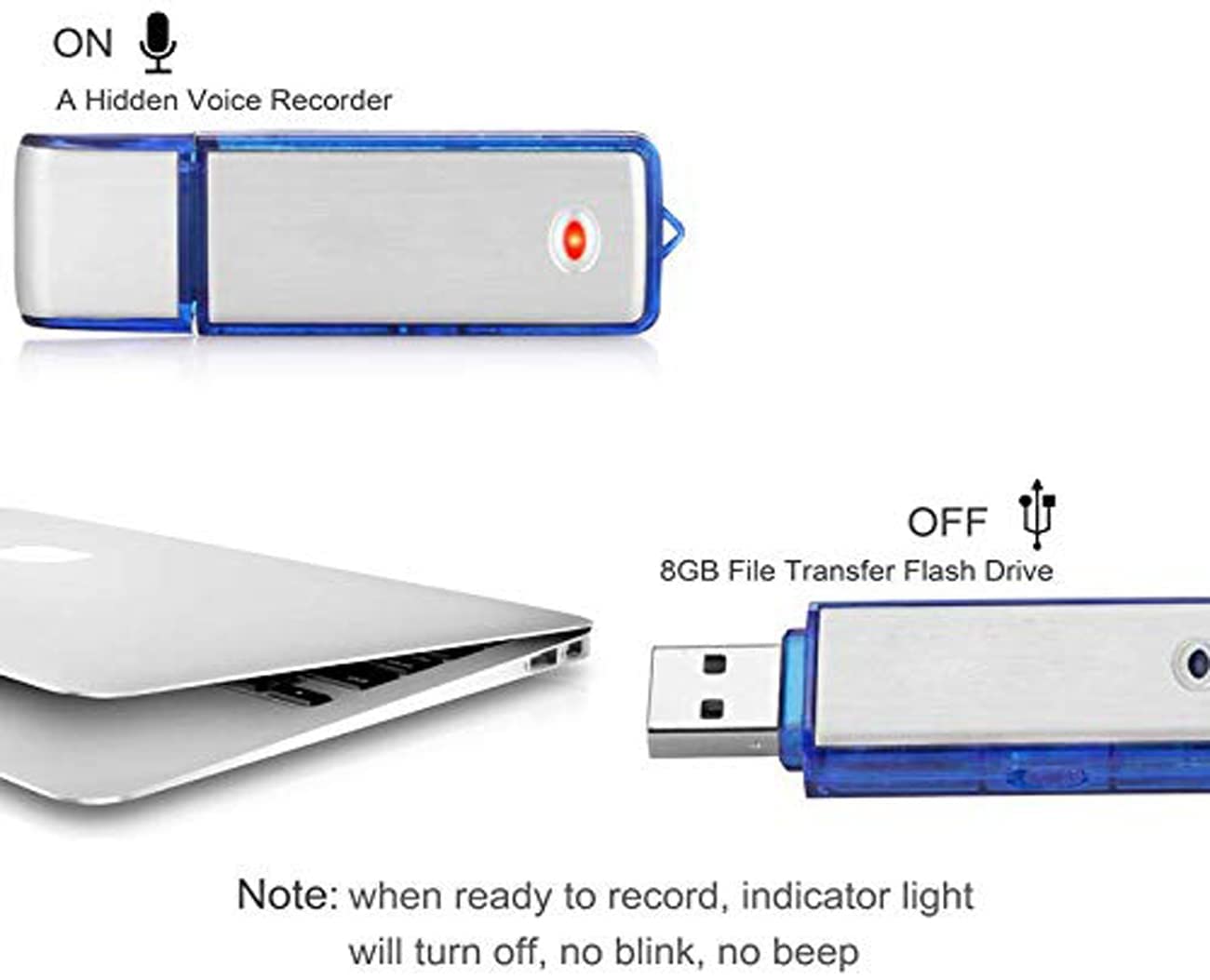 8GB Digital Voice Recorder USB Device | Rechargeable Audio Recorder | 12 Hours Recording With Single Charge