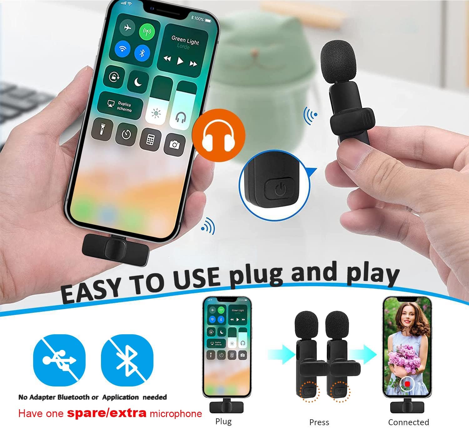 K9 Dual Wireless Lavalier Microphone for All Smartphones | Noise Cancellation Dual Mic Set with Receiver for Recording Interviews, Vlogs, YouTube, Reels