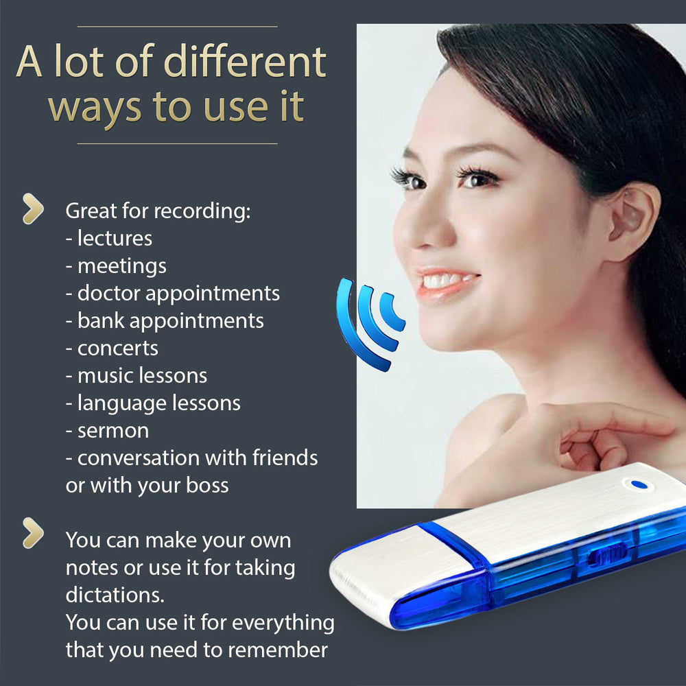 8GB Digital Voice Recorder USB Device | Rechargeable Audio Recorder | 12 Hours Recording With Single Charge