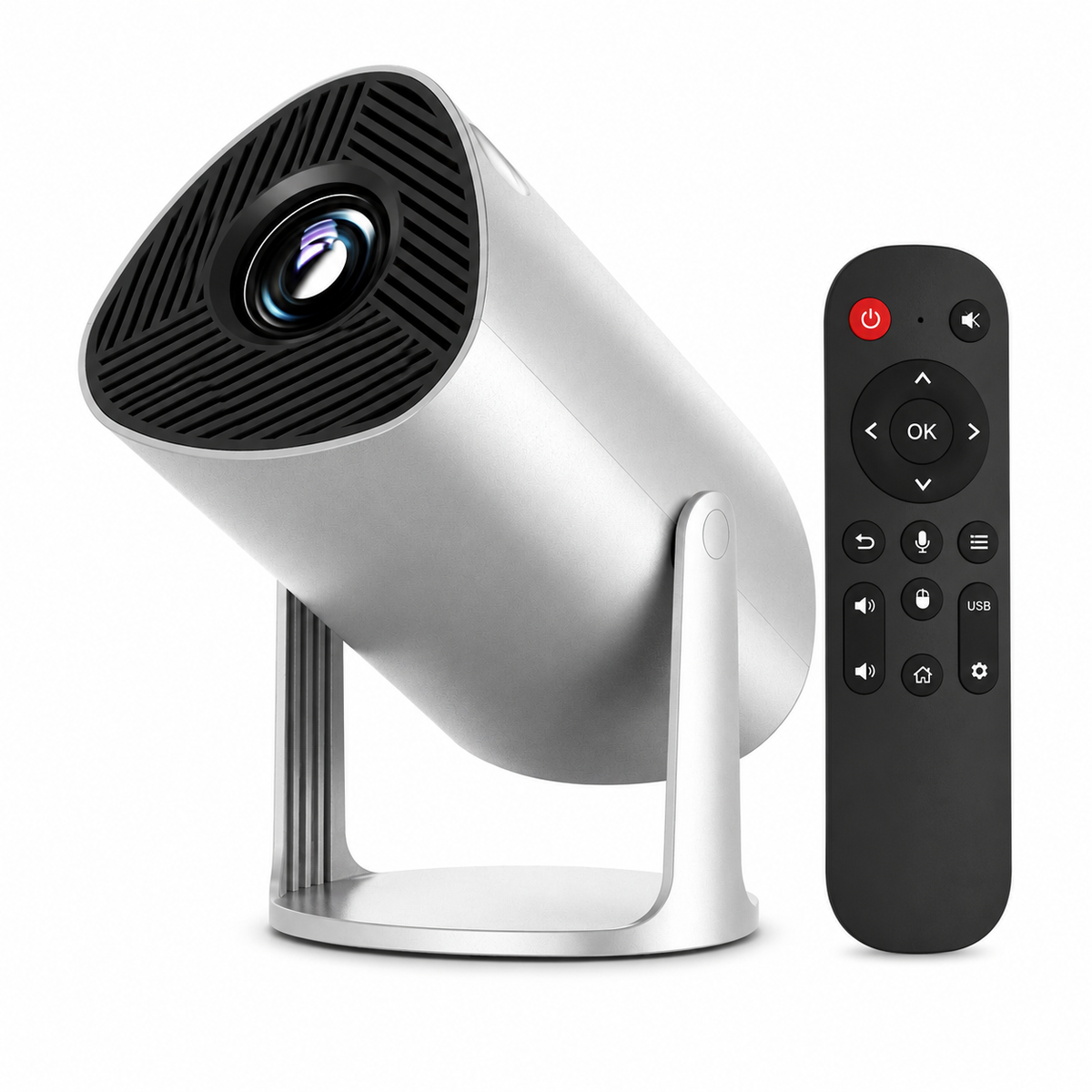 Portable Smart Projector with Native 720P, Supports 1080P Video Decoding, Android 11, 180° Rotatable Stand,  Upto 100-Inch Display, Bluetooth 5.0, Built-in Dual Speakers, Home Theater Projector